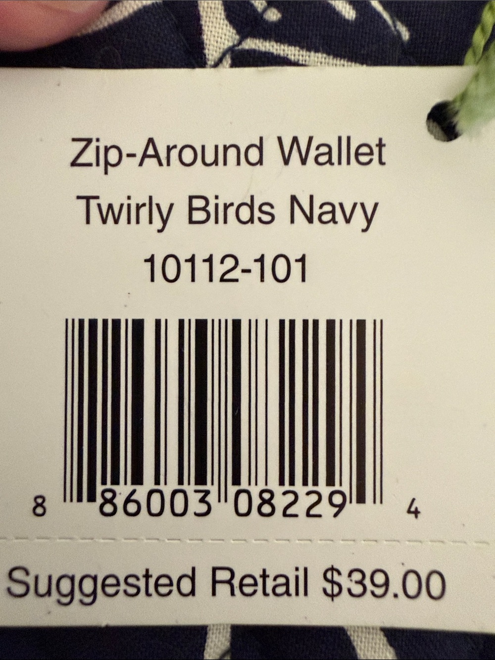 Vera Bradley Zip Around Wallet in Twirly Birds Navy pattern. - Picture 9 of 9